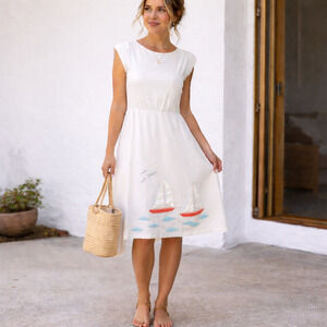 Synergy Organic Cotton Clothing Embroided Dress With Pockets L